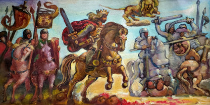 Oil painting of Richard the Lionheart medieval battle by Daniil Litvinov