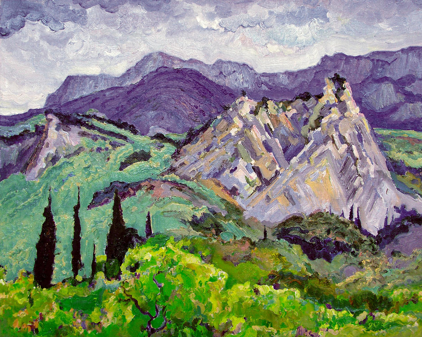 Vibrant impressionist oil painting Spring in the Mountains by Leonid Pavlenko