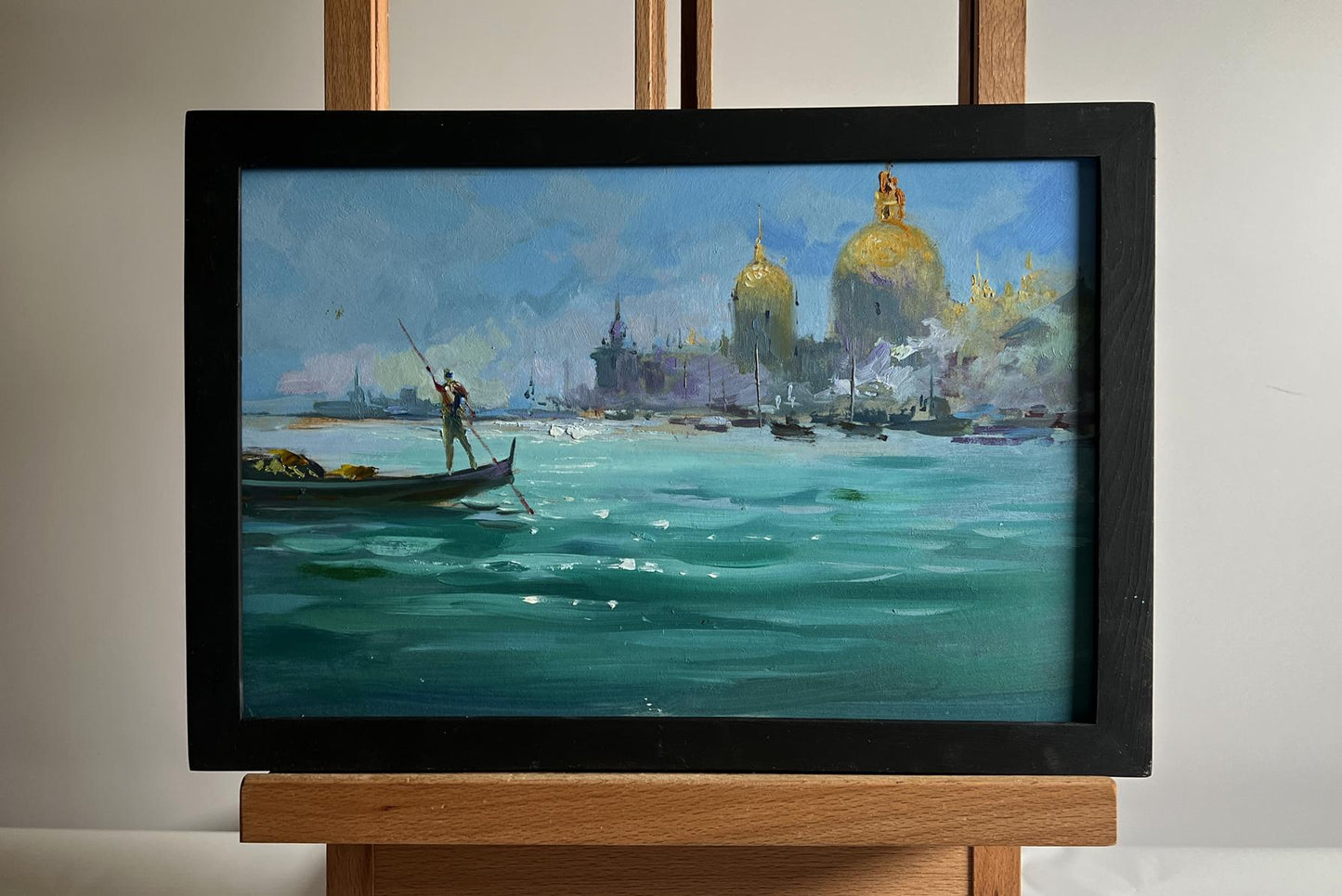 Framed oil painting Holidays in Venice by Yuriy Suprunchuk gondolier scene