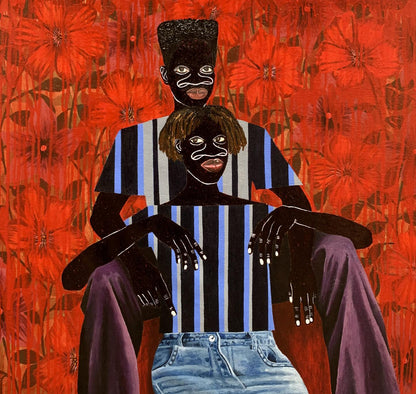 Acrylic painting Among the scarlet flowers by Akintomide Akinshola