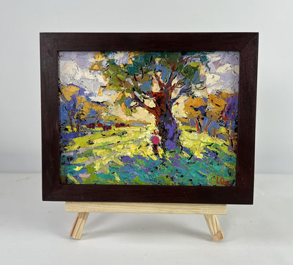 Oil painting The heat hangs over the field by Oksana Ivanyuk in wooden frame