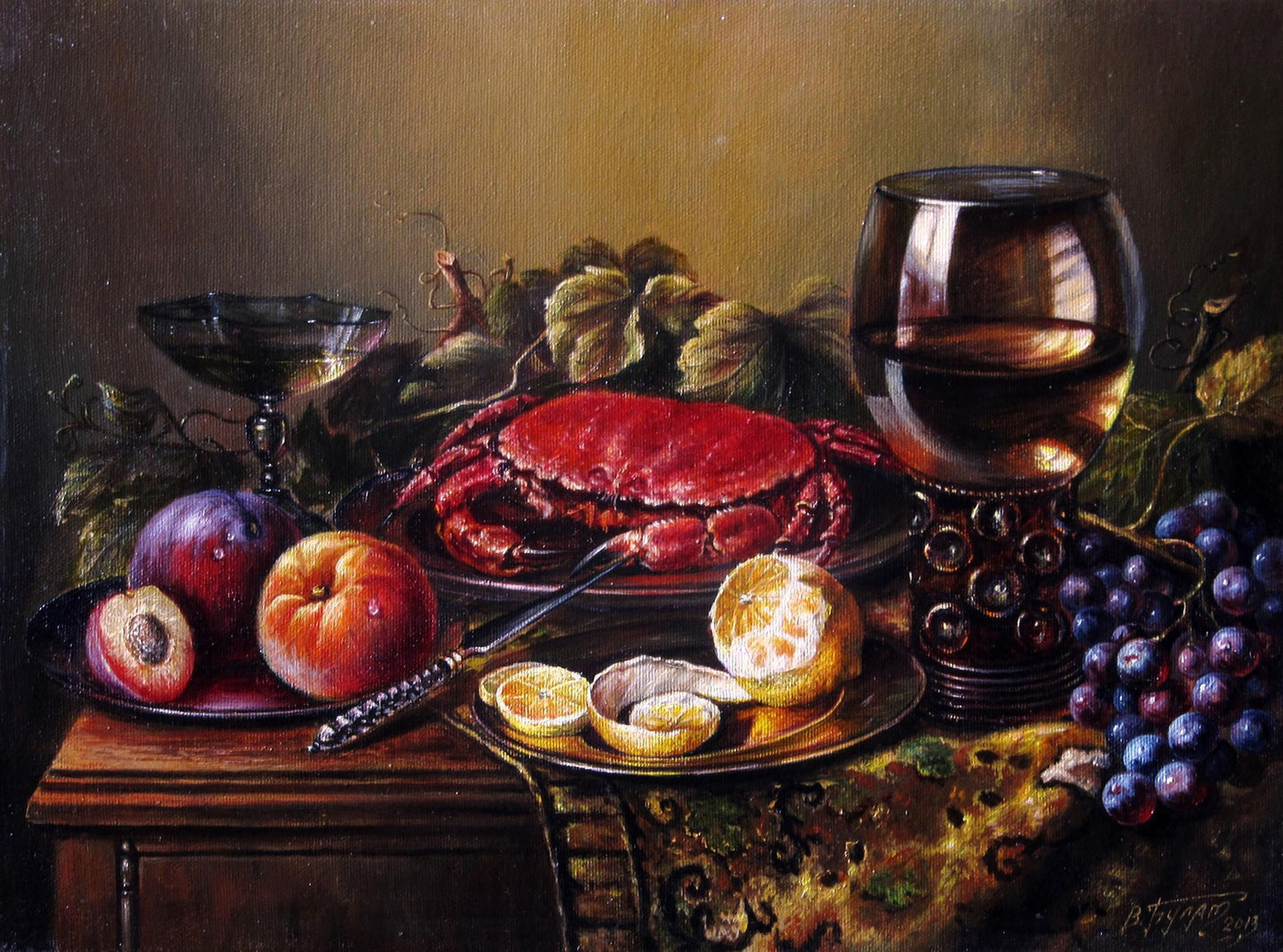 Oil painting Still life with a crab by Valeriy Bulat