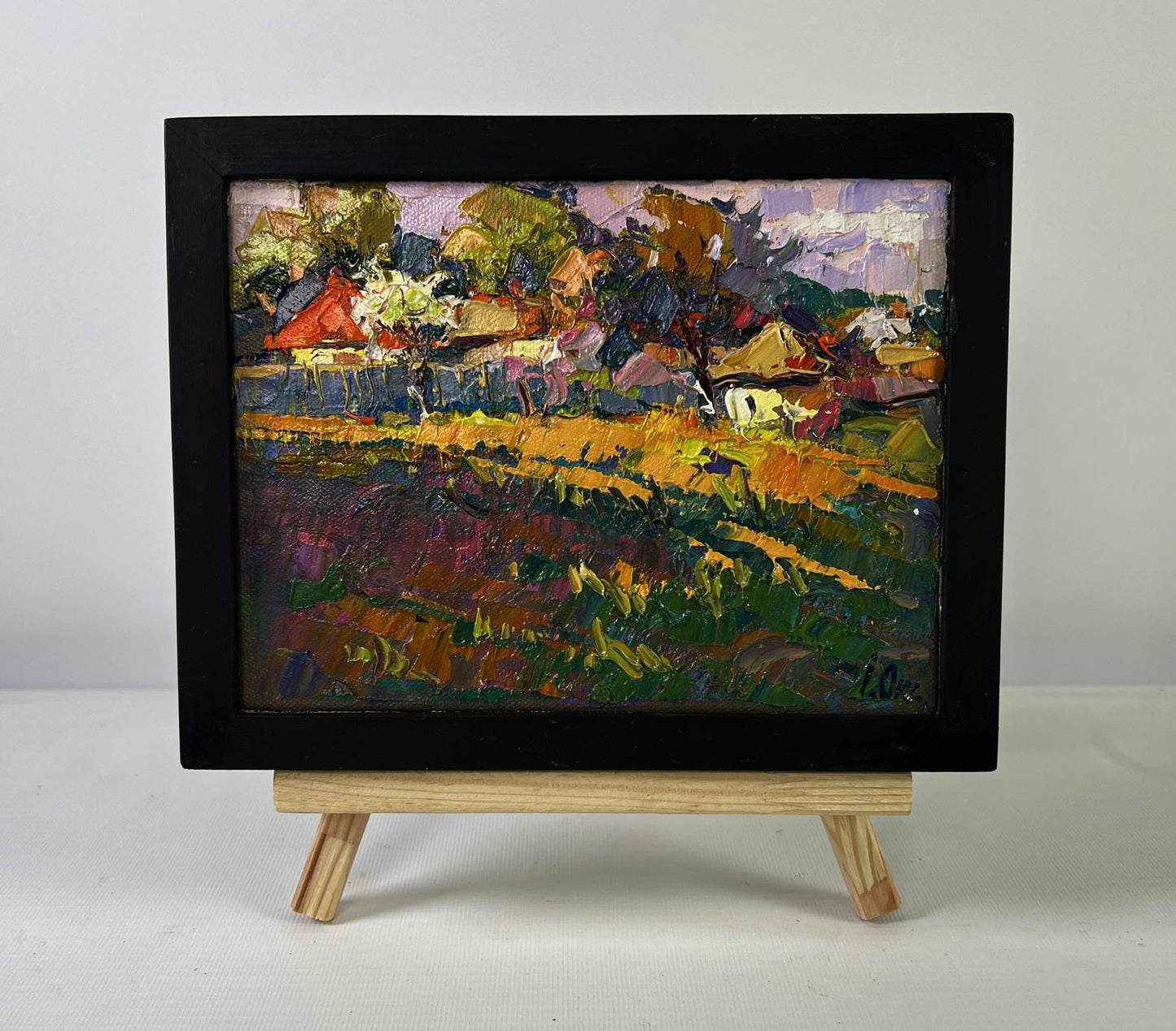 Oil painting Warm touch of light by Oksana Ivanyuk in black frame