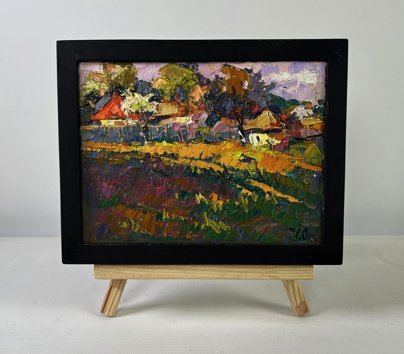 Oil painting Warm touch of light by Oksana Ivanyuk in black frame