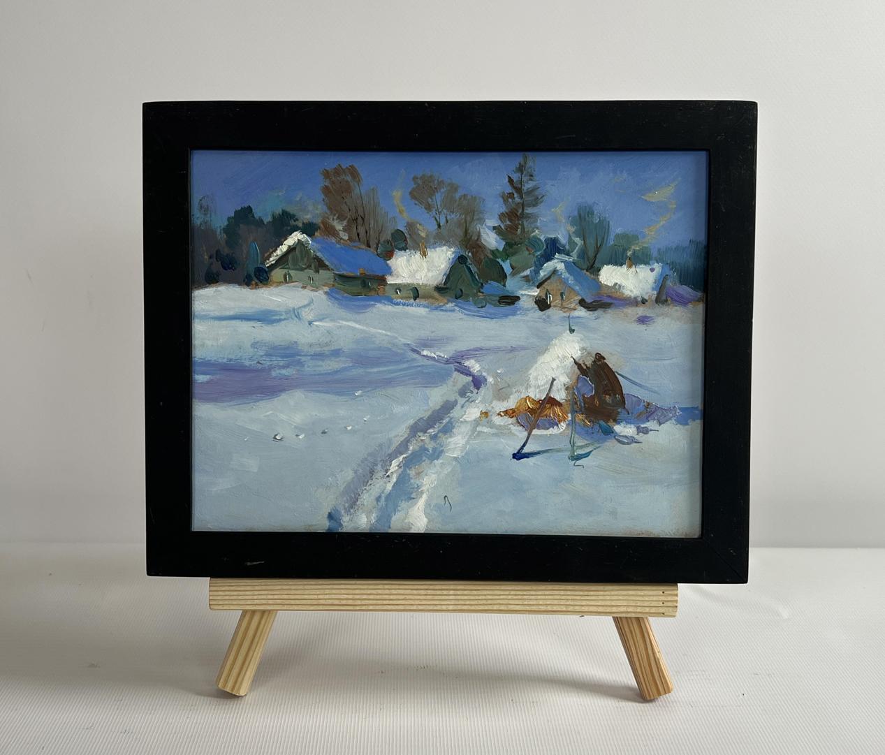 Oil painting Snowy path to the village by Yuriy Suprunchuk