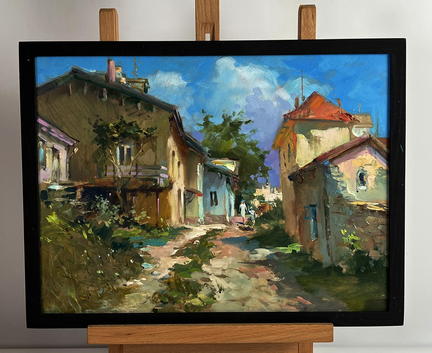 Framed oil painting Road along the city street by Yuriy Suprunchuk