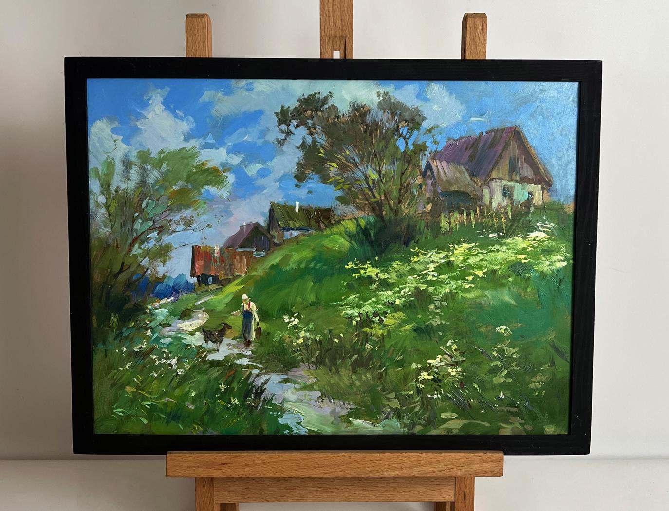 Oil painting A walk near the village by Yuriy Suprunchuk, rustic fields scene