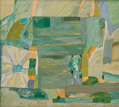 Oil painting Harmony of green by Tatyana Shulyak, textured green teal abstract