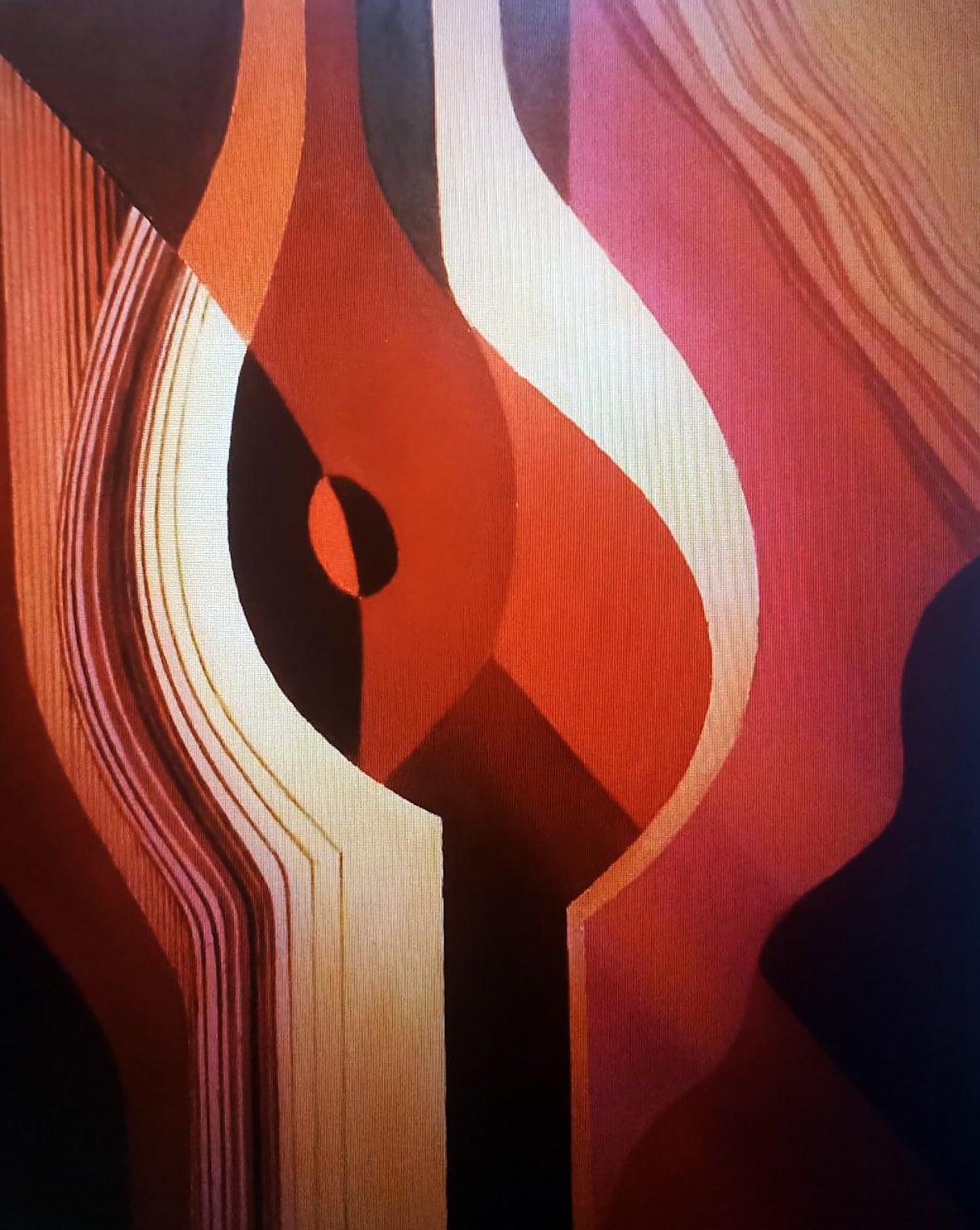 Oil painting Red shaping by Alexander Strashevich, abstract warm curves