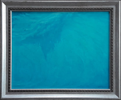 Oil painting The sea at the peak of silence by Vasily Korkishko in ornate silver frame