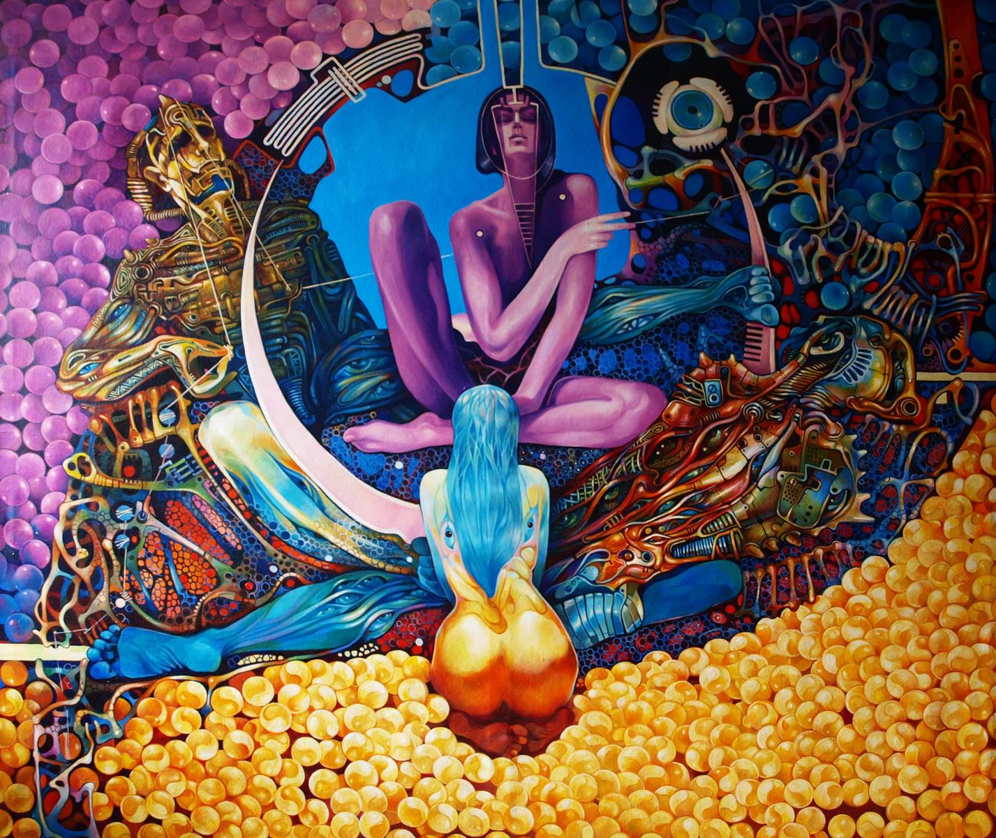 Vibrant surrealist oil painting Brahmajyoti by Konsta G. Amelinn