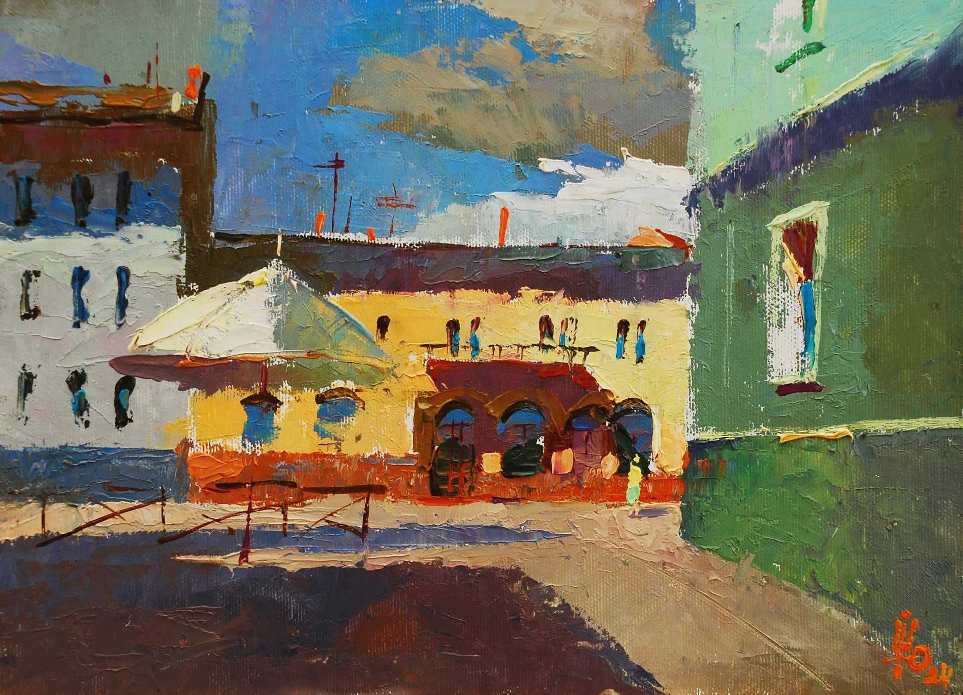 Vibrant impressionistic oil painting Summer in the city by Egor Shvachunov