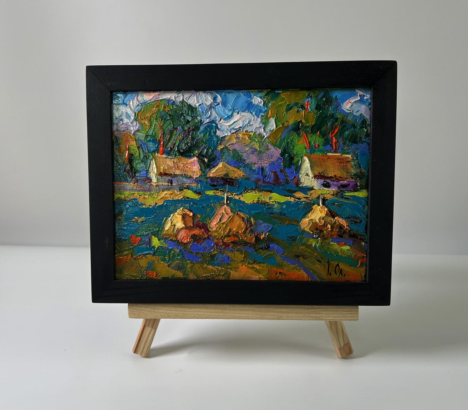 Oil painting Morning Country Breeze by Oleksiy Ivanyuk in black frame
