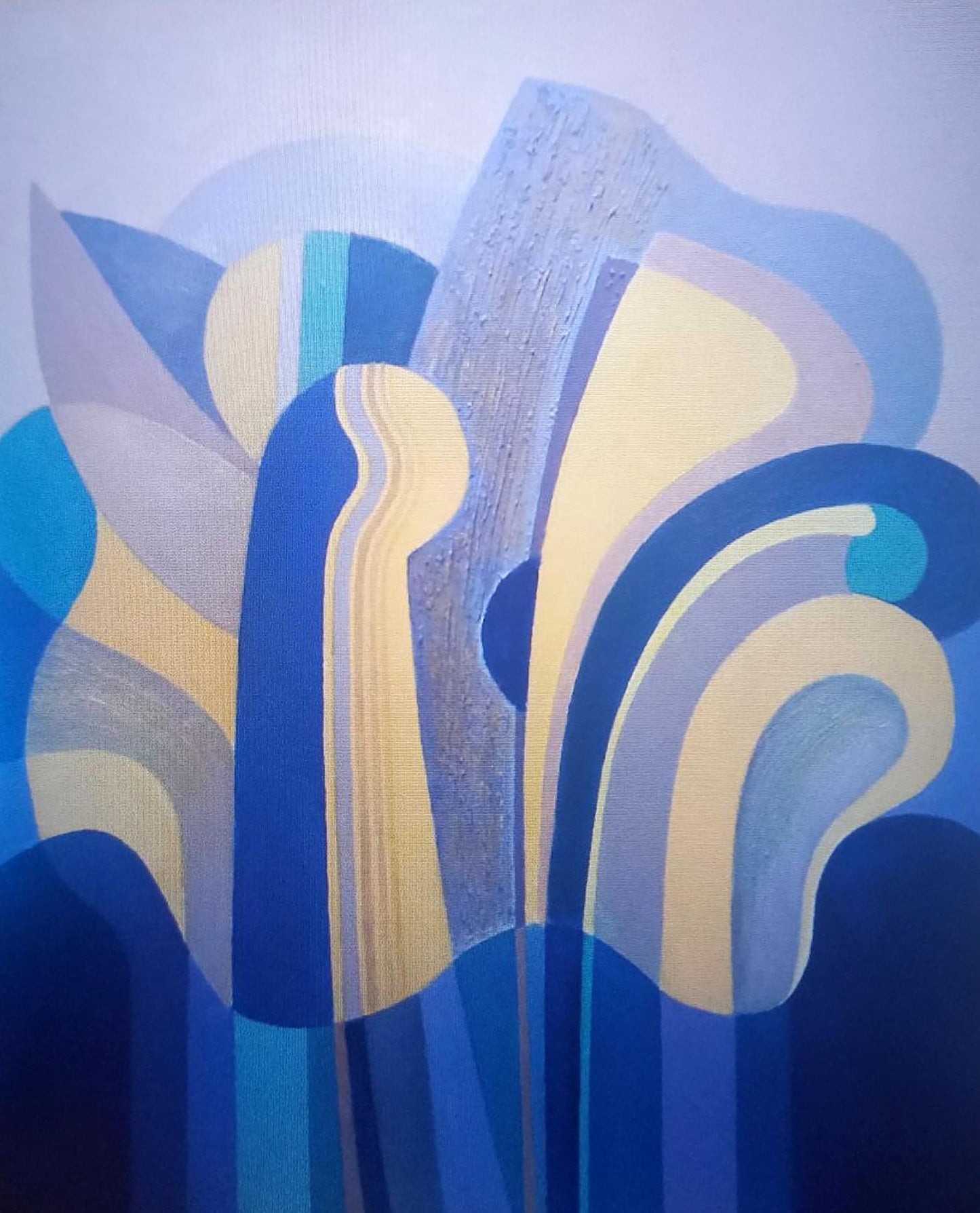 Oil painting Blue still life by Alexander Strashevich, abstract blue yellow flows
