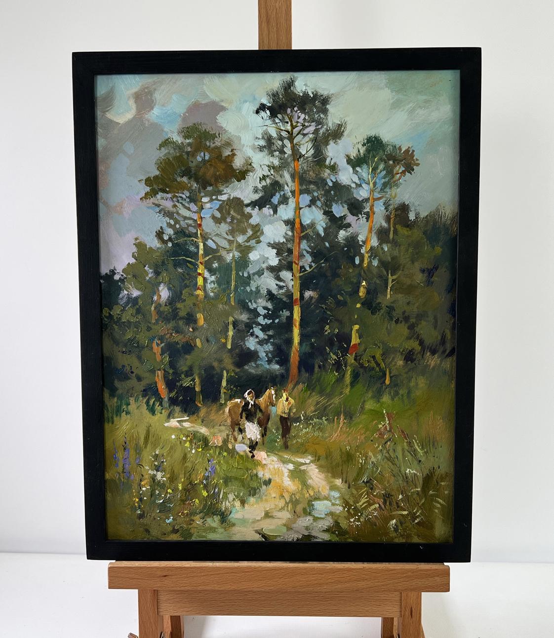 Oil painting Path in the forest by Yuriy Suprunchuk in black frame