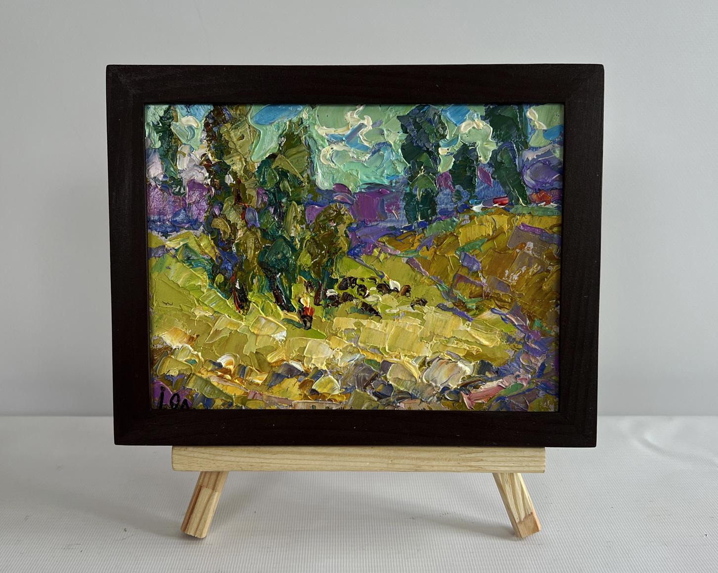 Oil painting Walking through the valley by Oleksiy Ivanyuk in black frame