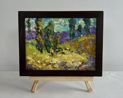 Oil painting Walking through the valley by Oleksiy Ivanyuk in black frame