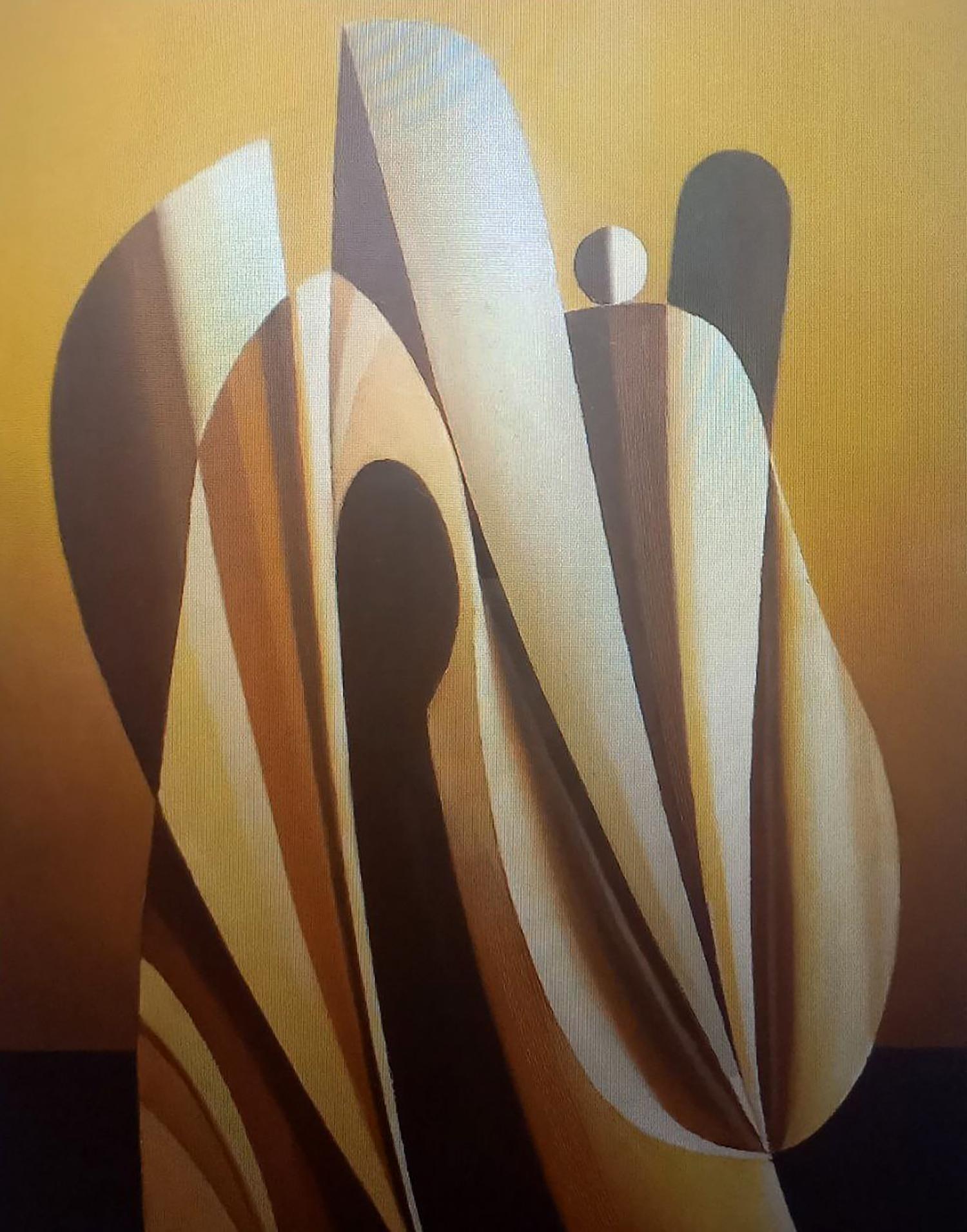 Oil painting Yellow sculpture by Alexander Strashevich in warm earth tones