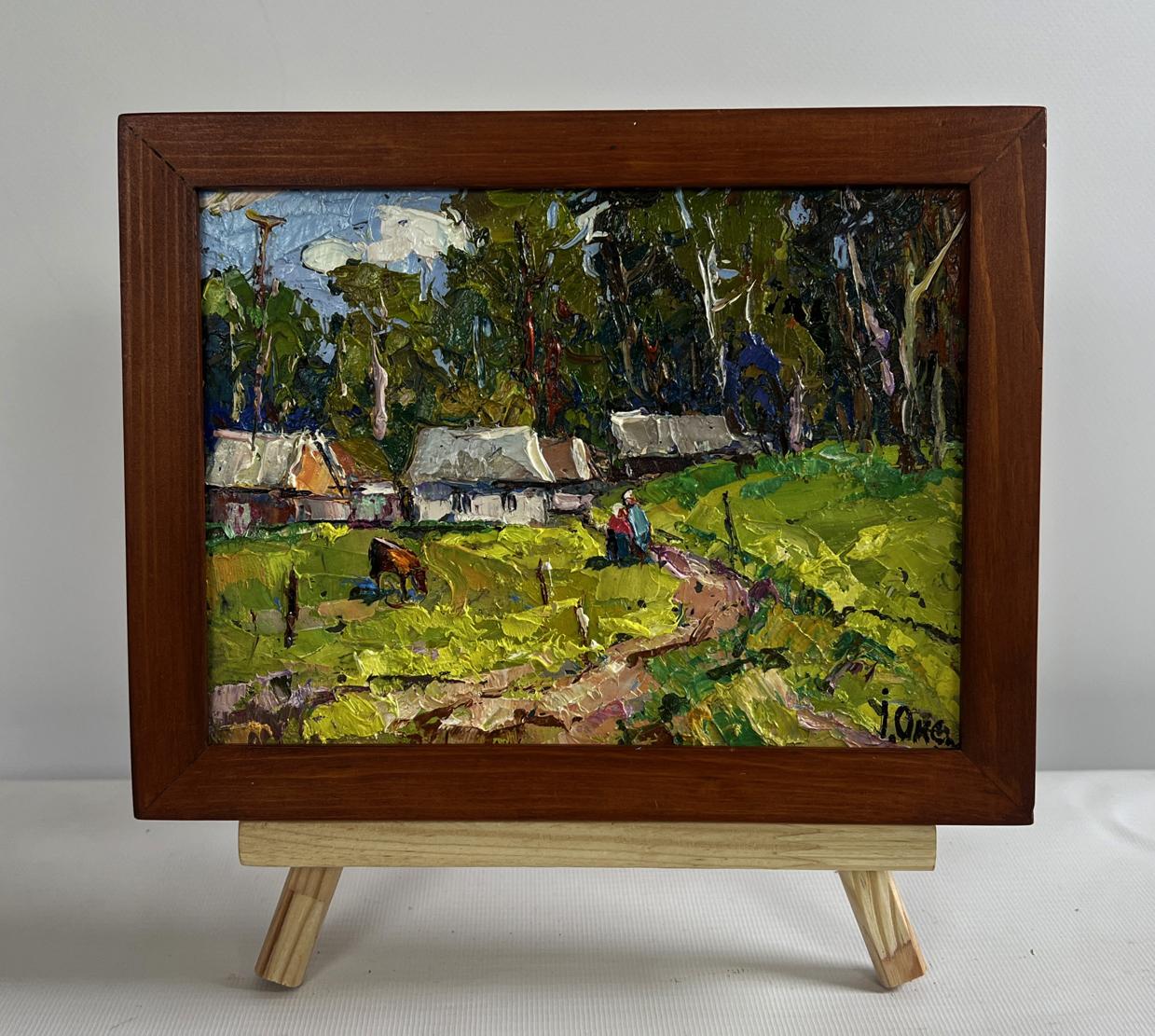 Rustic oil painting On the edge of the village by Oksana Ivanyuk countryside scene
