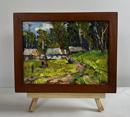 Rustic oil painting On the edge of the village by Oksana Ivanyuk countryside scene