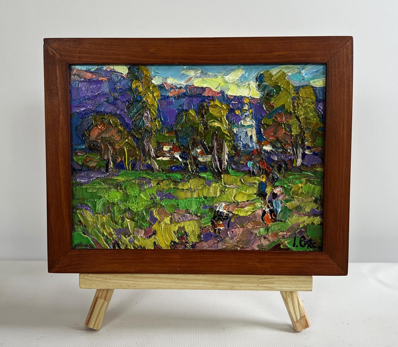 Oil painting Morning ringing of church bells by Oksana Ivanyuk in wooden frame