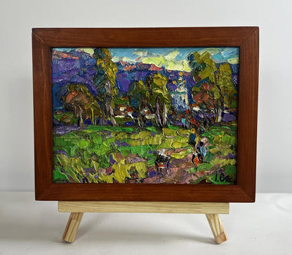 Oil painting Morning ringing of church bells by Oksana Ivanyuk in wooden frame