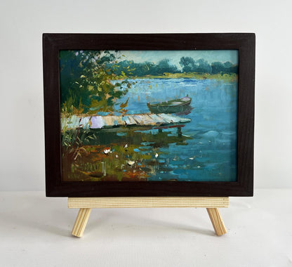 Oil painting Good fishing holiday by Yuriy Suprunchuk on easel