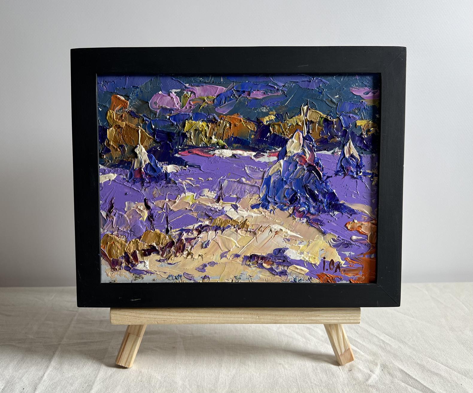 Oil painting Frosty Day by Oleksiy Ivanyuk in black frame