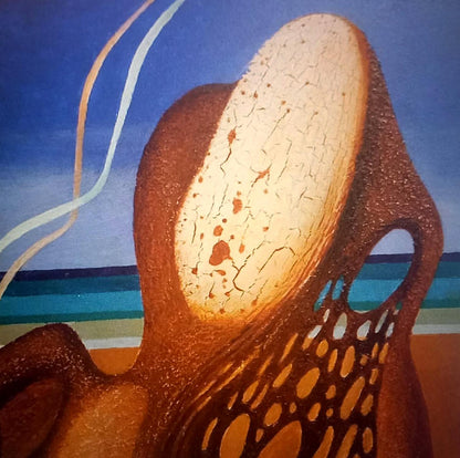Oil painting Cocoon by Alexander Strashevich, textured brown cream sculpture
