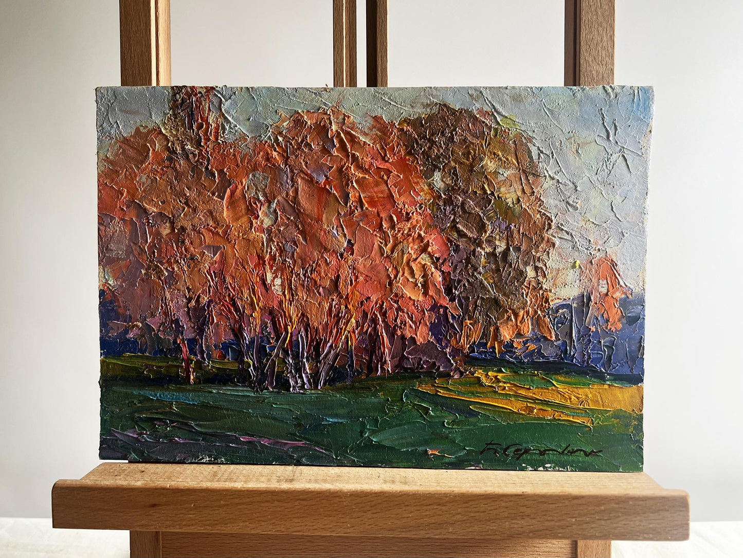 Oil painting Autumn evening in the forest by Boris Serdyuk