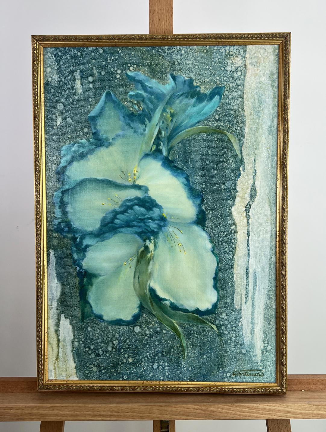 Framed oil painting A flower that remembers the rain by Vasily Korkishko