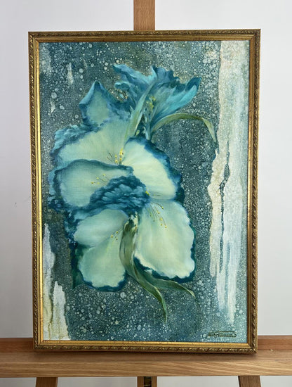 Framed oil painting A flower that remembers the rain by Vasily Korkishko
