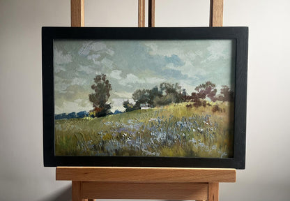 Framed Oil painting Summer flower meadows by Yuriy Suprunchuk