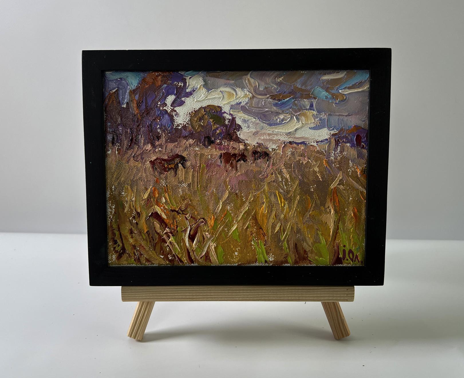 Oil painting Spacious field by Oleksiy Ivanyuk on wooden easel