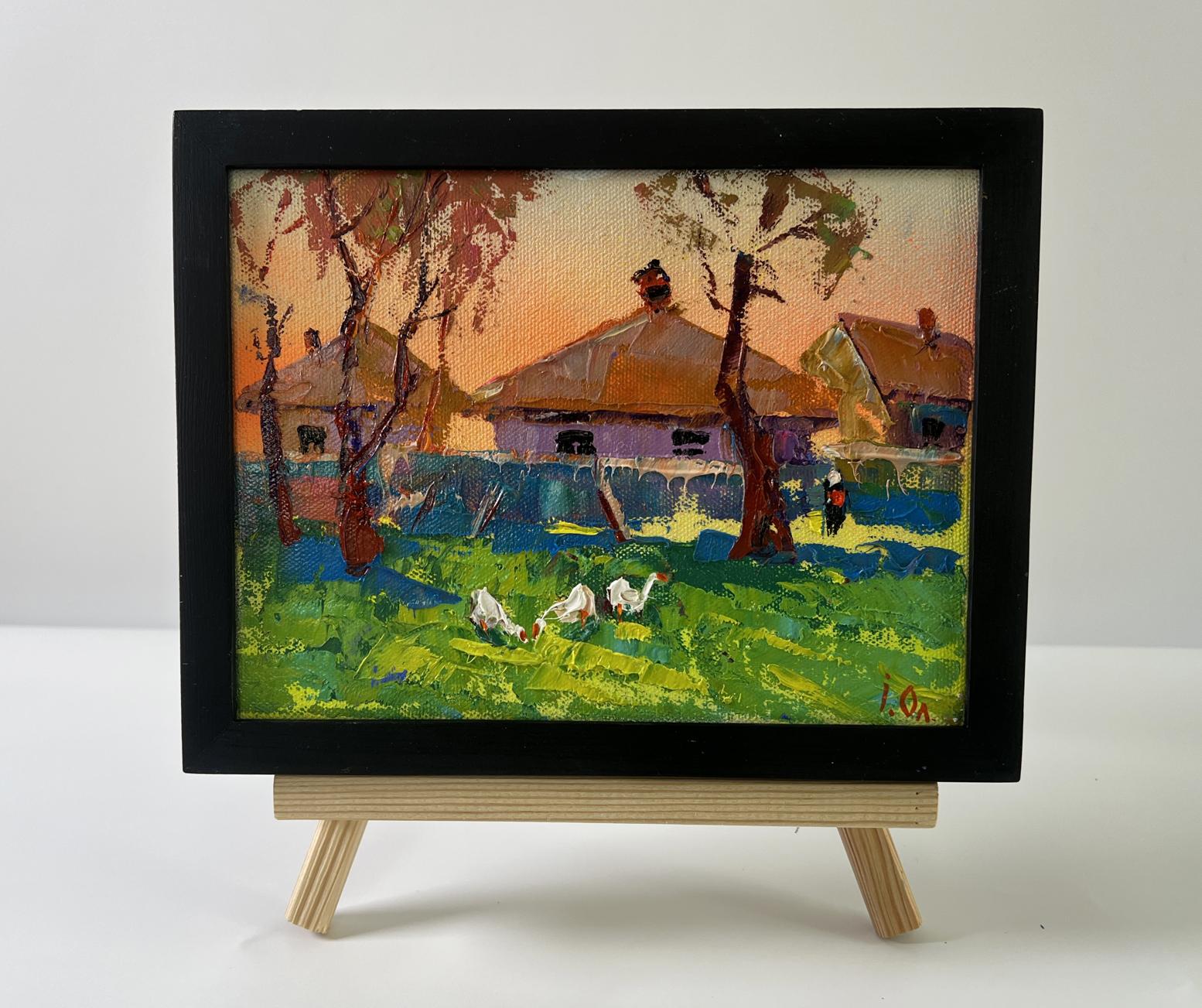 Oil painting Village morning by Oleksiy Ivanyuk village scene