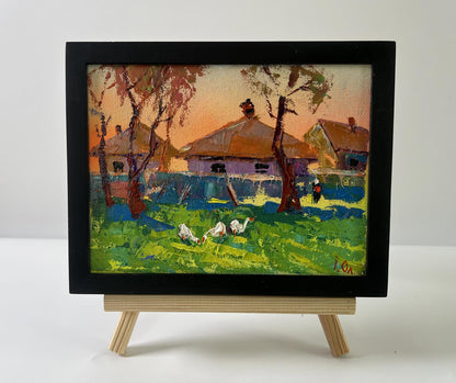 Oil painting Village morning by Oleksiy Ivanyuk village scene