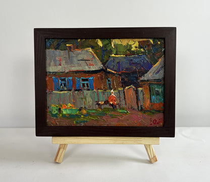 Oil painting Evening silence in the village by Oksana Ivanyuk
