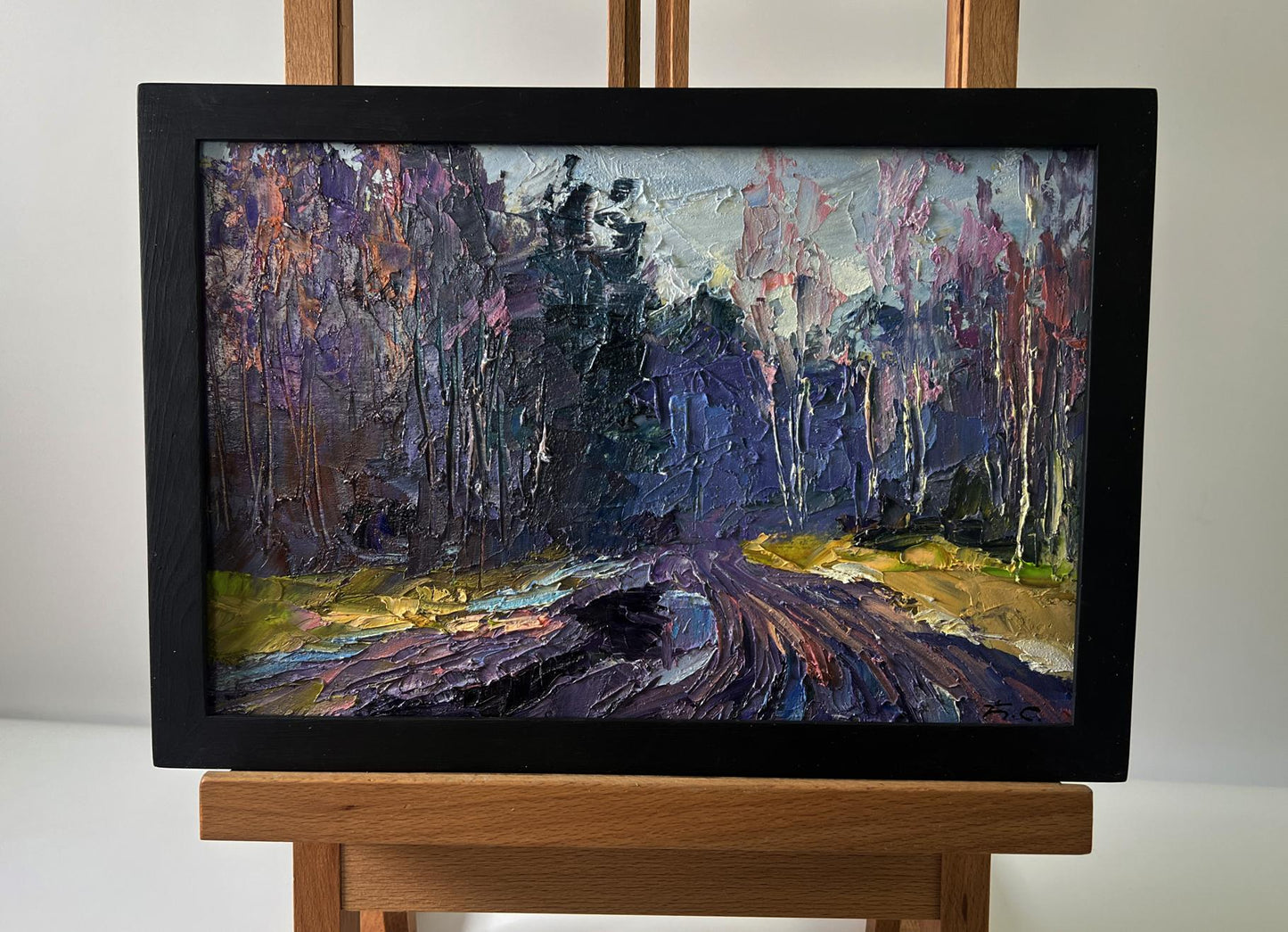 Oil painting The road to the forest by Boris Serdyuk in black frame