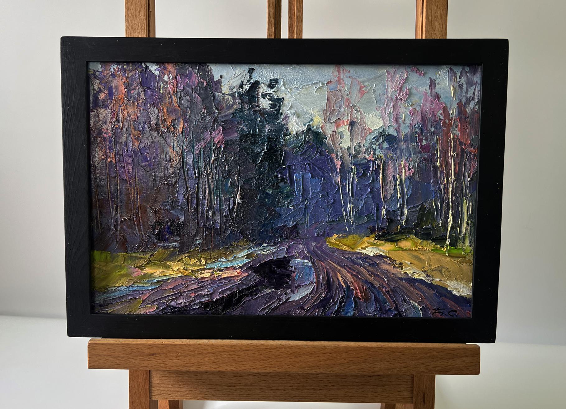 Oil painting The road to the forest by Boris Serdyuk in black frame