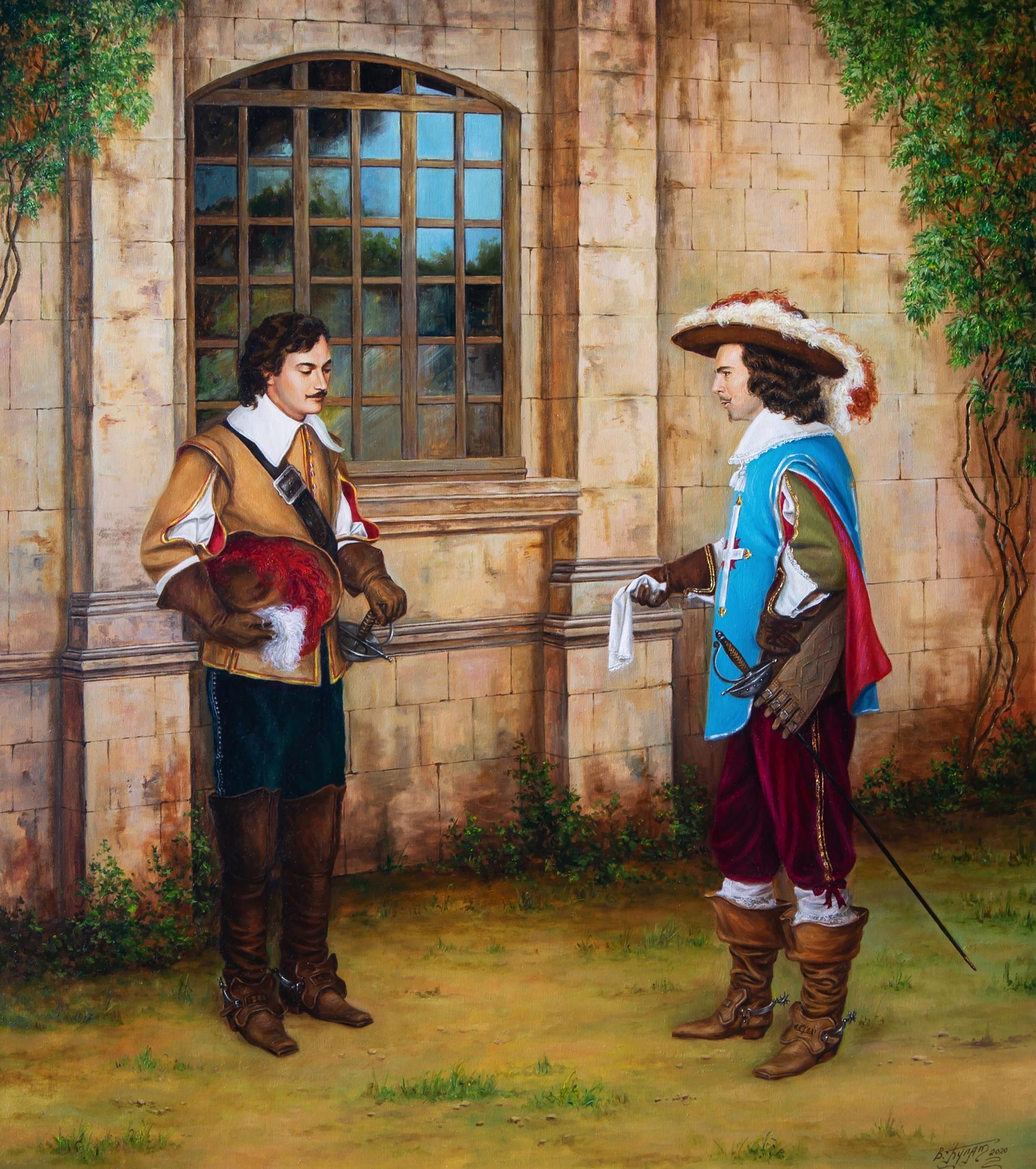 Oil painting Paris is not paved with handkerchiefs by Valeriy Bulat, 17th-century noblemen