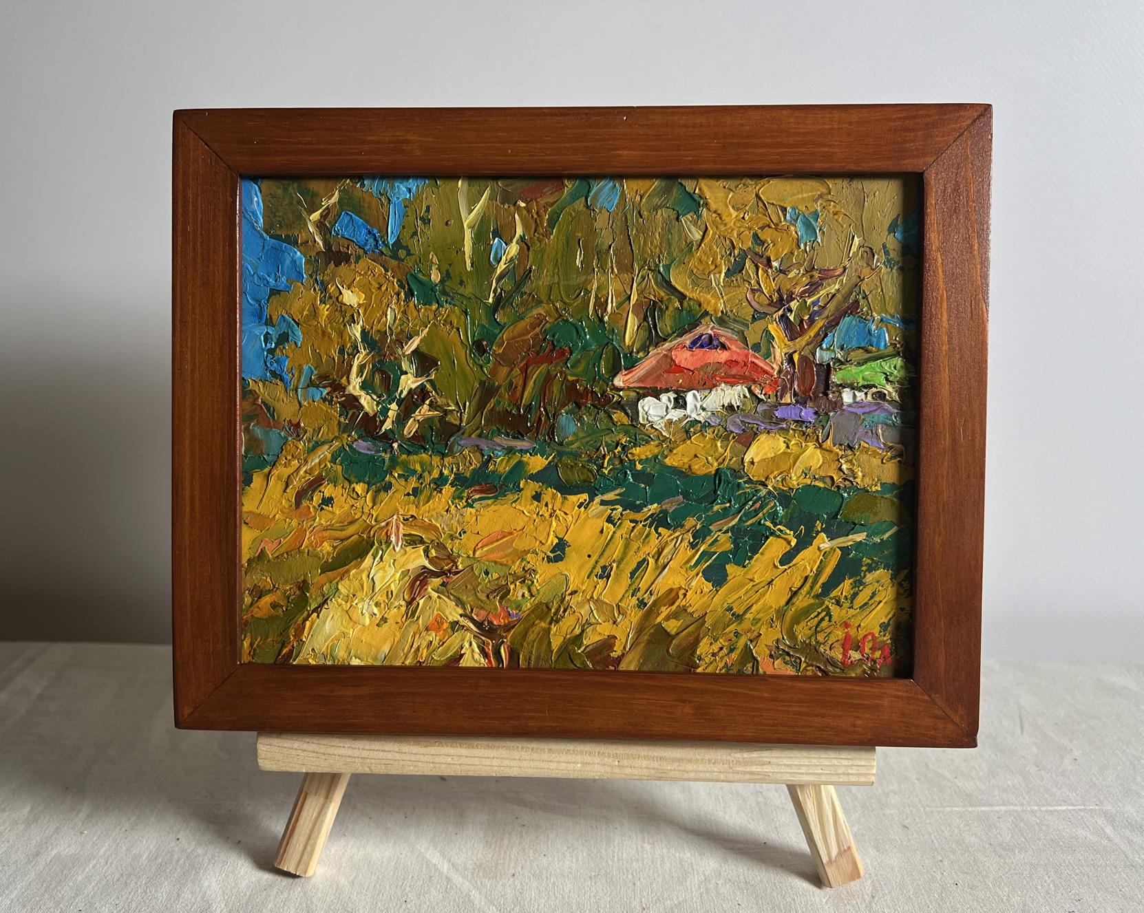Oil painting Evening is coming in the village by Oleksiy Ivanyuk, autumn landscape