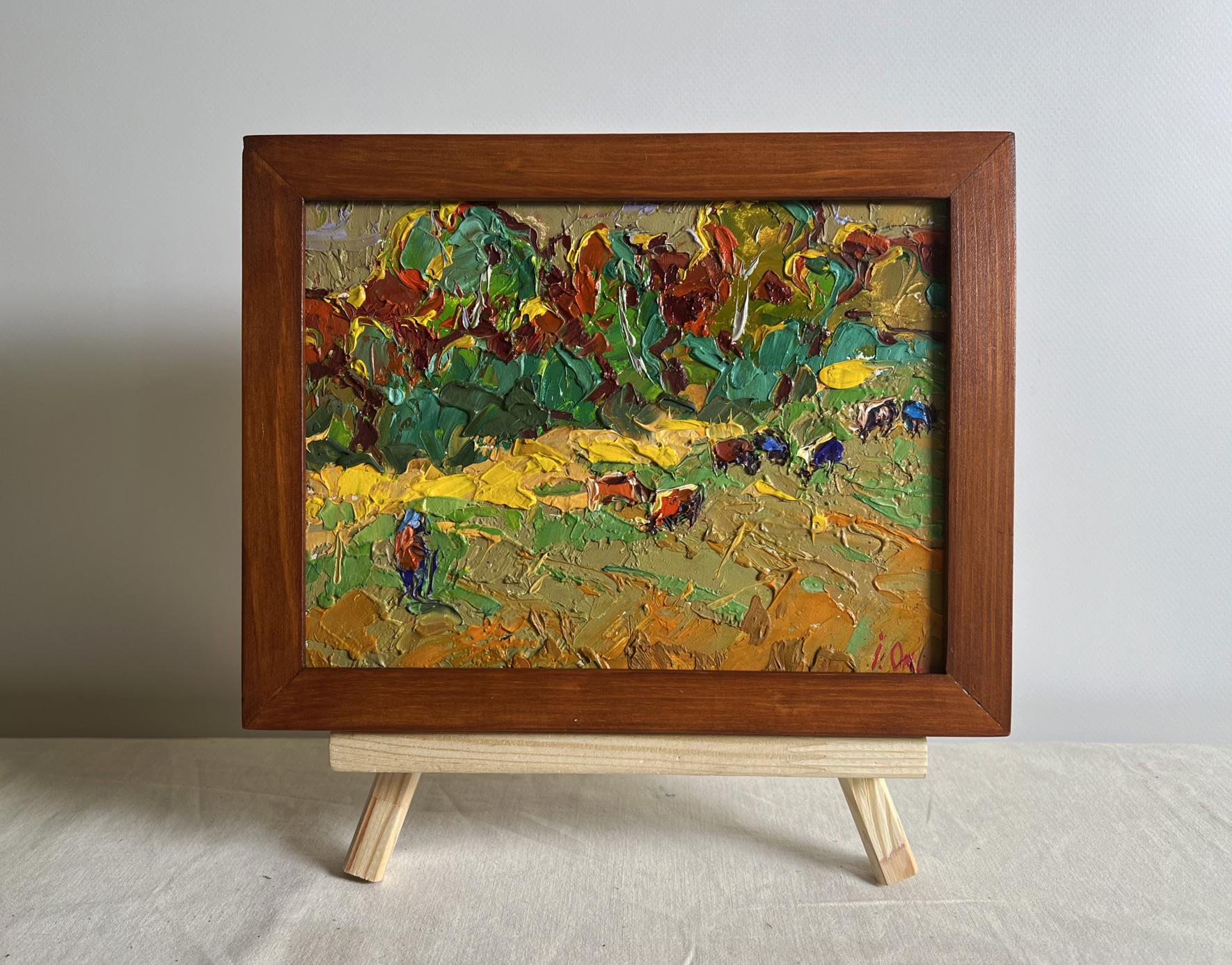 Rustic In the Field oil painting by Oleksiy Ivanyuk with grazing animals