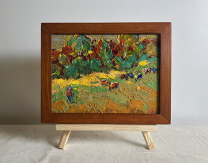 Rustic In the Field oil painting by Oleksiy Ivanyuk with grazing animals