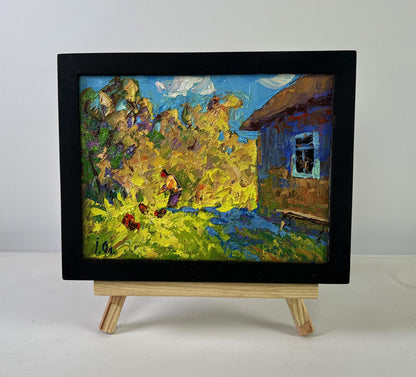 Oil painting The sun in the field by Oleksiy Ivanyuk in black frame