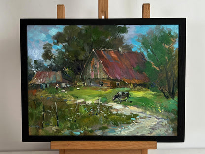 Oil painting The road to the village by Yuriy Suprunchuk rustic scene