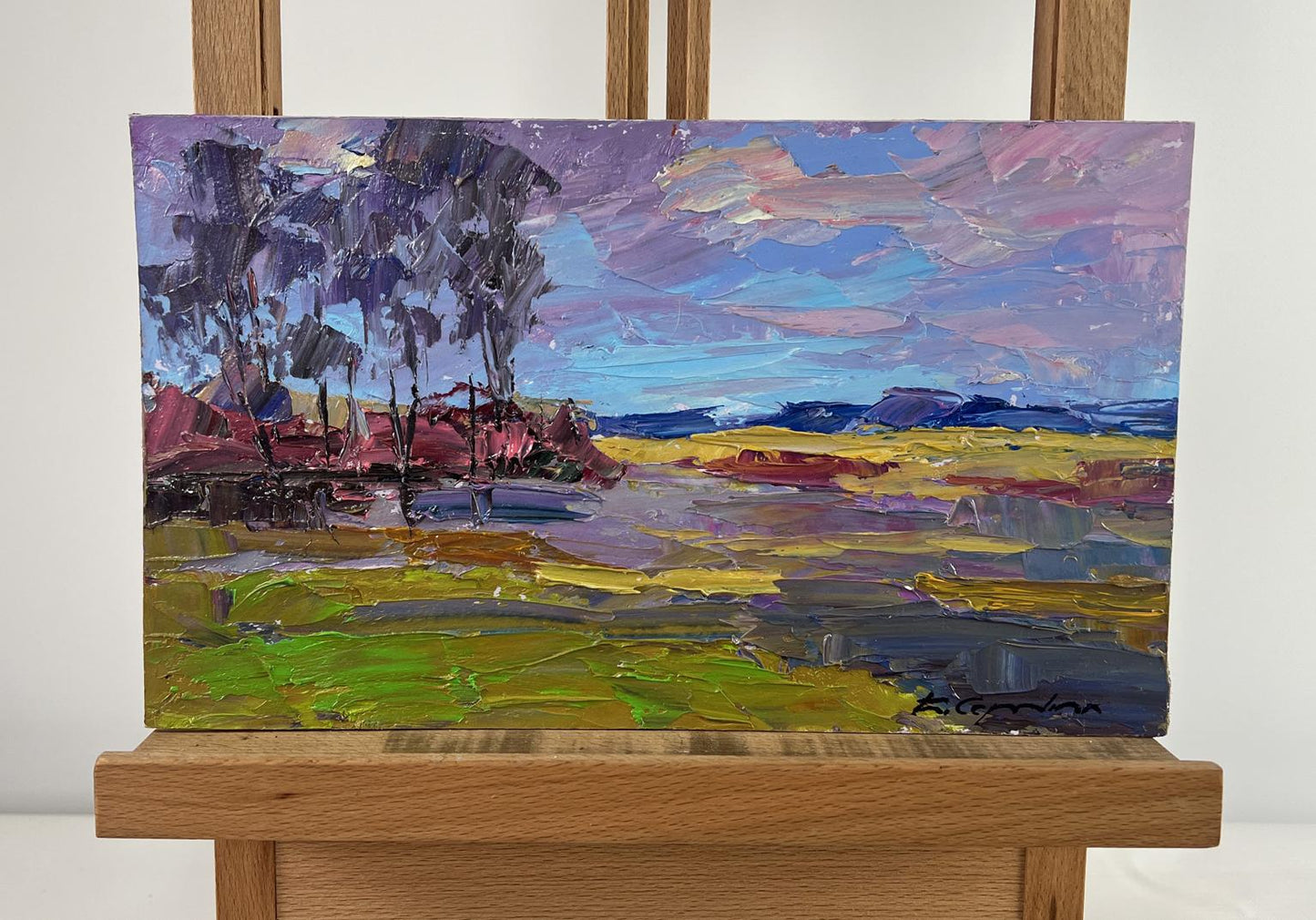 Vibrant impressionist oil painting Spring colorful day in mountains by Boris Serdyuk