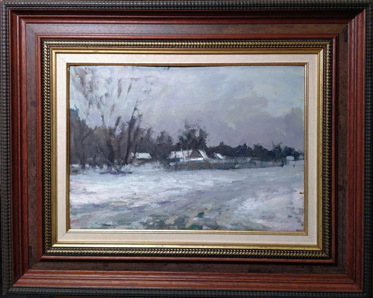 Framed winter landscape oil painting After the winter snowstorm by Volodymyr Pashchenko