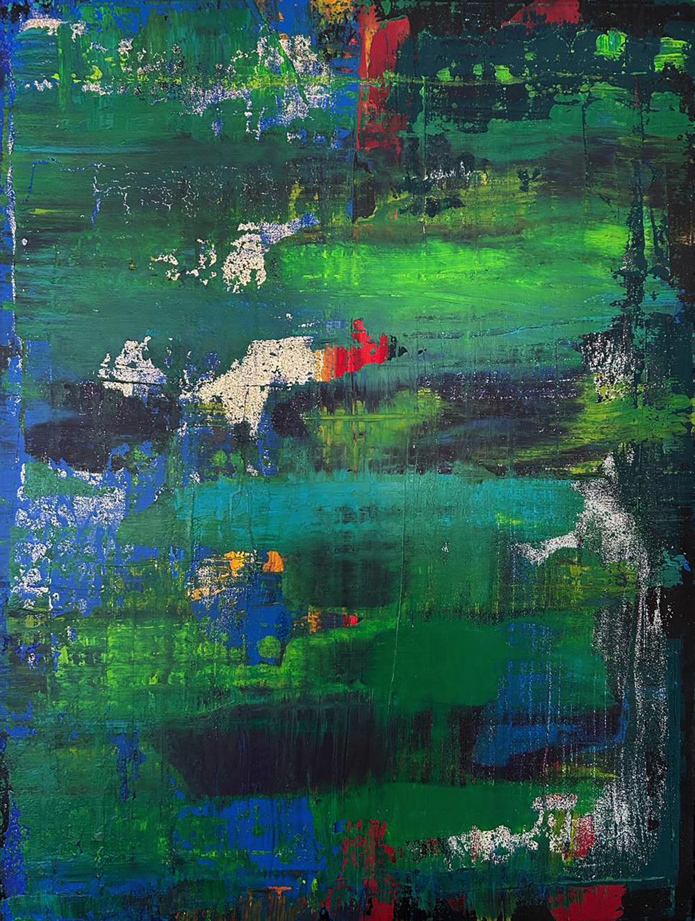 Vibrant Walk in the Forest acrylic painting by Olga Melezhik