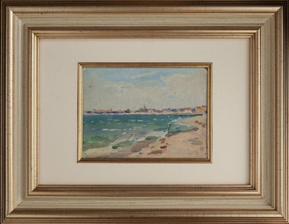 Framed impressionist oil painting of sea shores by Yury Konovalov