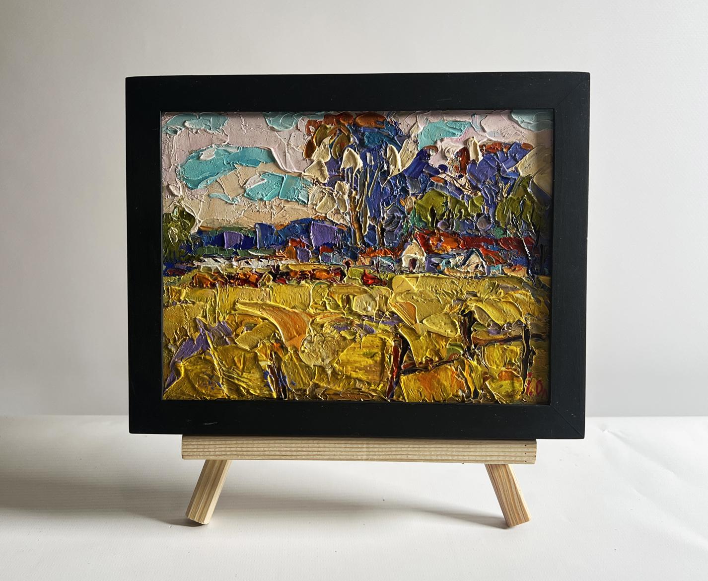 Oil painting Hot sunny day in the village by Oleksiy Ivanyuk, vibrant impasto landscape
